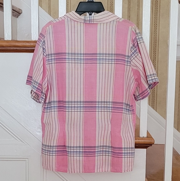 DEAN OF SCOTTLAND Vintage Striped Button Down Pink Shirt Size 10 - Picture 2 of 4